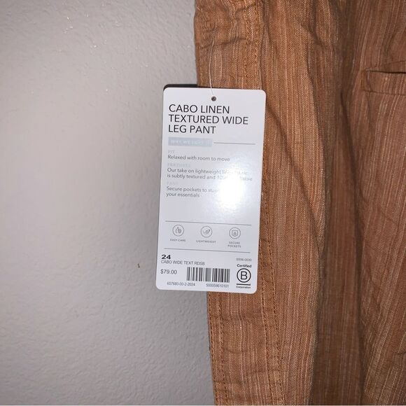 Athleta Cabo 100% Linen Textured Wide Leg Pant Size 24 - Picture 5 of 12